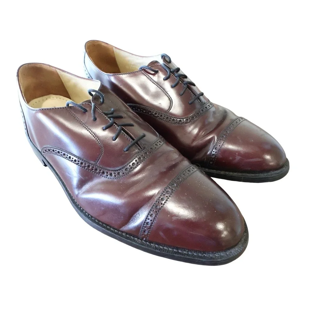 Bostonian Dress Shoes Mens 13 M Burgundy Excellent Leather Toe‎ Brogue Oxfords